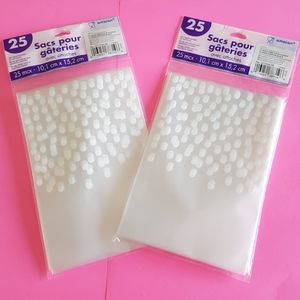 50 pcs White Clear Bags with Twist Ties 6" x 4" Inches